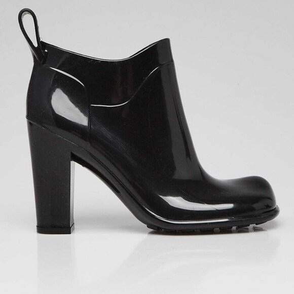 Bottega Veneta Black Rubber Ankle Boots Size 5.5/36 - Picture 3 of 5
